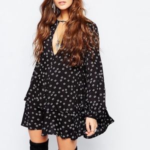 Free People Beck Print Popover Swing Dress Size M